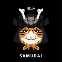 gato samurai de cabeça japonesa vetor