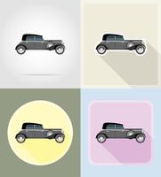 ilustração em vetor ícones antigos carros retrô plana