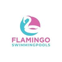 logotipo do flamingo com uma mistura de cores rosa e verde vetor
