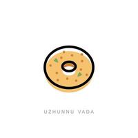 uzhunnu vada também conhecido como medu vada ou urad dal fritters é um vetor de contorno simples de lanche indiano assado e frito