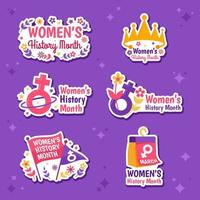 conjunto de adesivos do mês da história das mulheres vetor