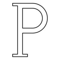 rho símbolo grego letra maiúscula fonte ícone contorno preto cor ilustração vetorial imagem de estilo plano vetor