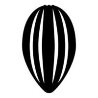 cacau bob pod casca de frutas de cacau ícone de sementes de chocolate ilustração vetorial de cor preta imagem de estilo plano vetor