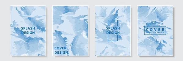 coleção de conjunto de design de modelo de capa aquarela splash, com cor azul vetor