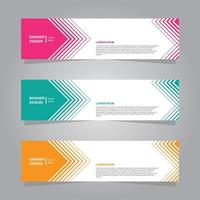 conjunto de banner horizontal, vetor de design de layout de modelo elegante minimalista de cor rosa, verde, laranja, para negócios de publicidade