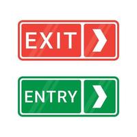 sinal de tráfego de saída e entrada, símbolo de informação no escritório ou estrada, vetor de design moderno simples