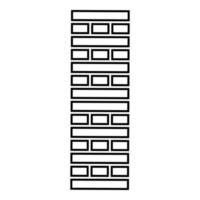 blocos de pilares de tijolos no jogo jenga de pilha para jogos de tabuleiro de lazer para adultos e crianças em casa ícone de bloco de madeira contorno ilustração vetorial de cor preta imagem de estilo plano vetor