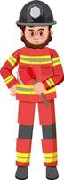 um personagem de desenho animado de bombeiro em fundo branco vetor
