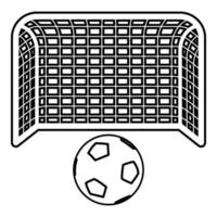 bola de futebol e conceito de penalidade de portão aspiração de objetivo grande ícone de poste de futebol contorno ilustração vetorial de cor preta imagem de estilo plano vetor