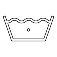 lavar em água fria símbolos de cuidados de roupas conceito de lavagem ícone de sinal de lavanderia contorno ilustração vetorial de cor preta imagem de estilo plano vetor