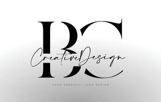 ícone de design de logotipo de letra bc com fonte serif e ilustração vetorial de letras criativas unidas vetor