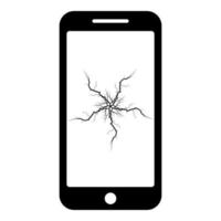 smartphone com ícone de tela sensível ao toque de colisão imagem de estilo plano ilustração vetorial de cor preta vetor