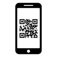 smartphone com código qr na tela ícone de cor preta ilustração vetorial imagem de estilo plano vetor