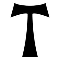 cruz monograma t símbolo santo antônio apóstolo sinal religioso cruz ícone ilustração vetorial de cor preta imagem de estilo plano vetor