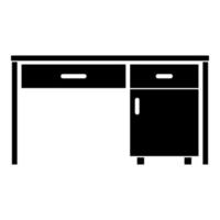 mesa de escritório de negócios mesa escrita mesa de trabalho no escritório conceito ícone ilustração vetorial de cor preta imagem de estilo plano vetor
