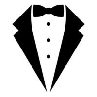 símbolo serviço jaqueta de jantar arco smoking conceito sinal de smoking mordomo cavalheiro idéia garçom terno ícone cor preta ilustração vetorial imagem de estilo plano vetor