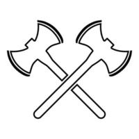 ícone de dois machados vikings de duas faces cor preta vetor