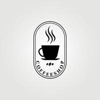 uma xícara de café, design de ilustração vetorial de logotipo de cafeteria, design de logotipo de café, logotipo de crachá de cafeteria vetor