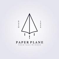 logotipo de viagem simples papel avião linha arte vector design de ilustração minimalista