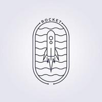 linha arte foguete logotipo atmosfera ilustração vetorial projeto onda ícone símbolo distintivo emblema vetor