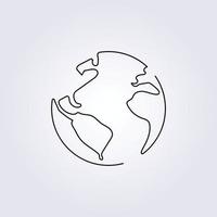 linha contínua globo atlas símbolo plano ícone logotipo ilustração vetorial design de modelo vetor