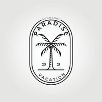 paraíso, havaí, linha arte palmeira logotipo ilustração vetorial design gráfico vetor
