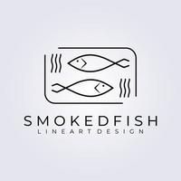 restaurante de peixe defumado, design de ilustração vetorial de logotipo de peixe fresco, design de logotipo de estilo de arte de linha vetor