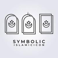 design de ilustração vetorial de logotipo simbólico islâmico de arte de linha simples vetor