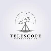 linha arte telescópio logotipo simples vetor astronomia ilustração design galáxia espaço