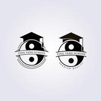yin yang academia logotipo da escola ilustração vetorial design toga chapéu vetor