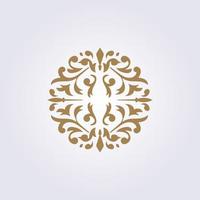 padrão de flor de ouro abstrato, elemento círculo distintivo emblema ilustração vetor símbolo ornamento design