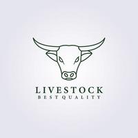 cabeça simples vaca gado logotipo gado ícone símbolo ilustração vetorial design vetor