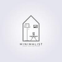 design de ilustração vetorial de logotipo de móveis para casa minimalista, logotipo de modelo de interior de arte de linha vetor