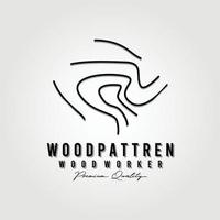 trabalhador de madeira de arte de linha simples, carpinteiro, design de ilustração vetorial de logotipo de padrão de madeira vetor