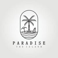 paraíso, havaí, linha arte palmeira logotipo ilustração vetorial design gráfico vetor