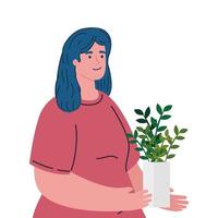 mulher plantando planta em vaso, jardineiro agrícola, trabalho de jardinagem, jardineiro vetor