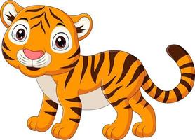 tigre bebê dos desenhos animados isolado no fundo branco vetor