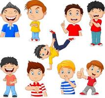 crianças dos desenhos animados com várias expressões e gestos vetor