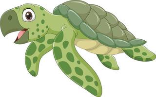 tartaruga marinha dos desenhos animados, isolada no fundo branco vetor