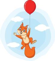 desenho de esquilo fofo voando com balão