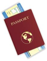 ilustração em vetor bilhete passaporte e avião
