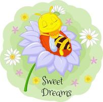 abelhinha dormindo na flor grande vetor