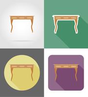 mobília de mesa set ilustração em vetor ícones plana