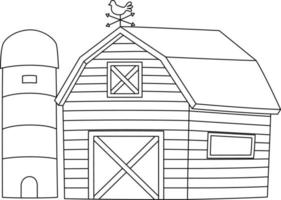 página para colorir de casa de fazenda isolada para crianças vetor