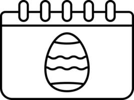 calendário com vetor de ícone de contorno de ovo de páscoa