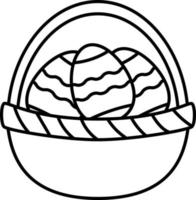 cesta com vetor de ícone de contorno de ovo