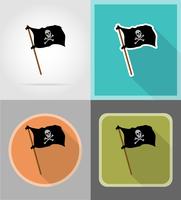 ilustração em vetor ícones plana bandeira pirata