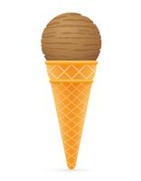 bola de sorvete em ilustração vetorial de cone waffle
