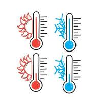 vetor de ilustração de coleção de ícone de temperatura de doodle desenhado à mão isolado