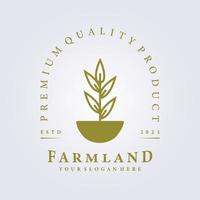 terras agrícolas agricultura colheita logotipo da fazenda ilustração vetorial design vetor